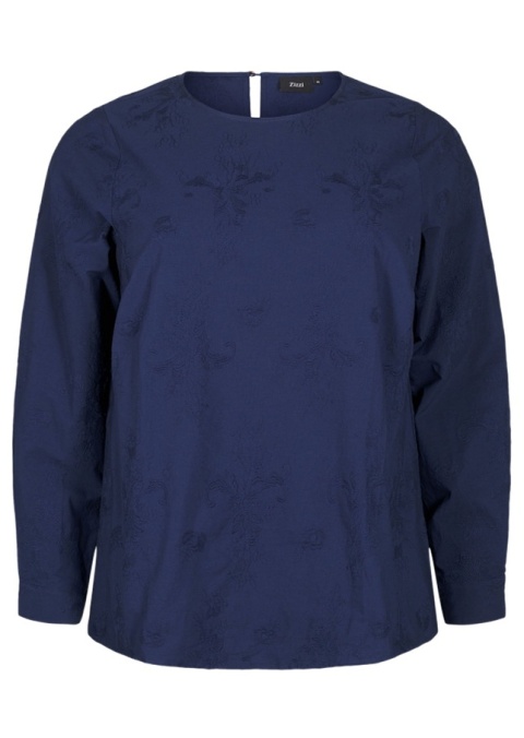 ZIZZI ELEGANCKA GRANATOWA BLUZKA BAWEŁNA HAFT 525A