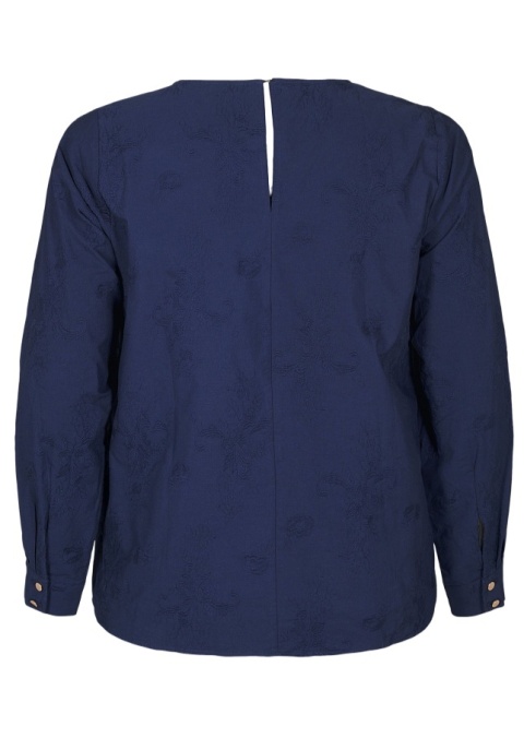 ZIZZI ELEGANCKA GRANATOWA BLUZKA BAWEŁNA HAFT 525A