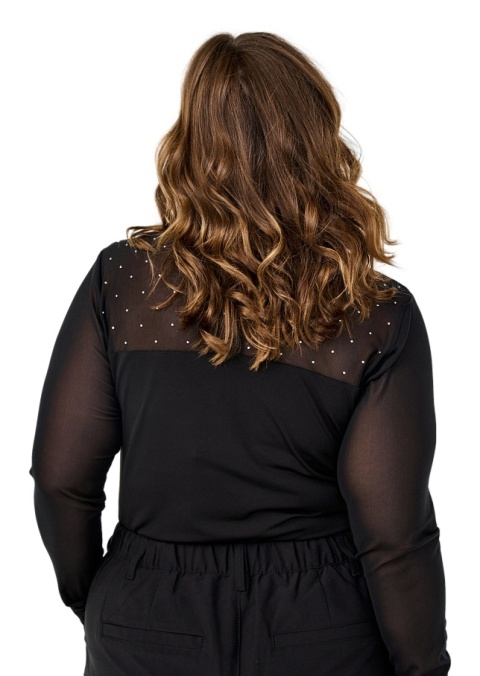 ZIZZI CZARNE IMPREZOWE BODY Z SIATECZKĄ CYRKONIE 282A