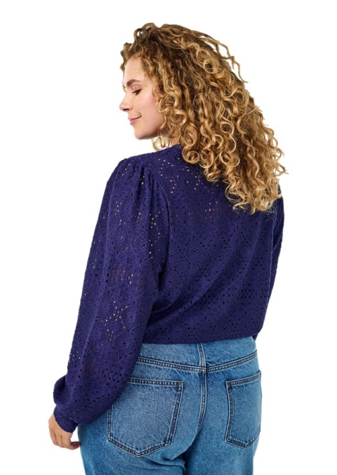 ZIZZI GRANATOWA BLUZKA AŻUROWY WZÓR 414B