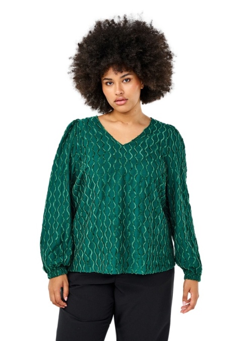 ZIZZI ELEGANCKA ZIELONA BLUZKA WZÓR FALE 539A