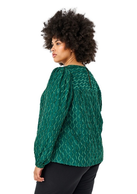 ZIZZI ELEGANCKA ZIELONA BLUZKA WZÓR FALE 539A