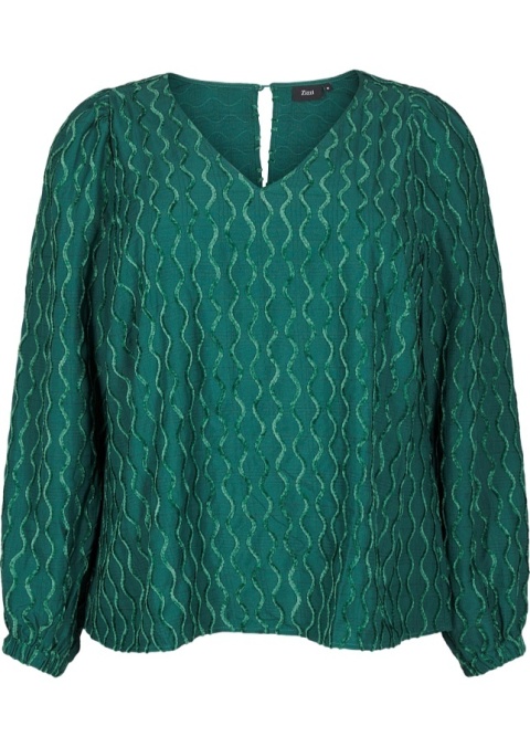 ZIZZI ELEGANCKA ZIELONA BLUZKA WZÓR FALE 539A