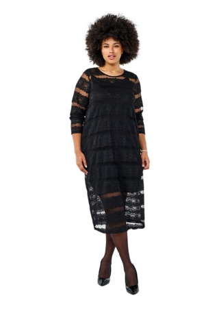 ZIZZI ELEGANCKA CZARNA SUKIENKA Z KORONKĄ W PASKI 284B