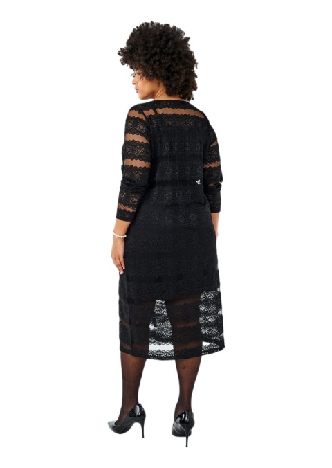 ZIZZI ELEGANCKA CZARNA SUKIENKA Z KORONKĄ W PASKI 284B