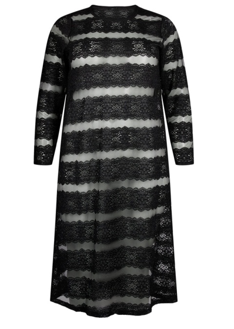 ZIZZI ELEGANCKA CZARNA SUKIENKA Z KORONKĄ W PASKI 284B