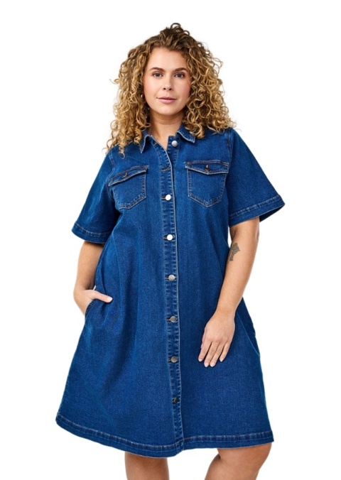 ZIZZI NIEBIESKA JEANSOWA SUKIENKA KIESZENIE 909C