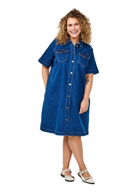 ZIZZI NIEBIESKA JEANSOWA SUKIENKA KIESZENIE 909C