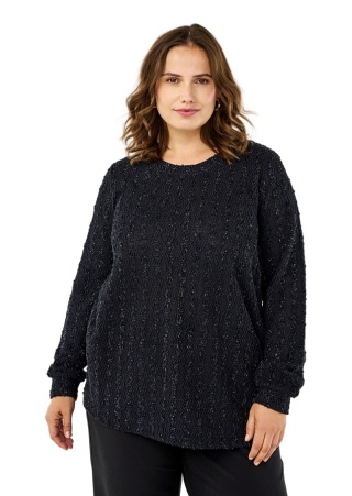 ZIZZI ELEGANCKA CZARNA BŁYSZCZĄCA BLUZKA STRUKTURA 283A