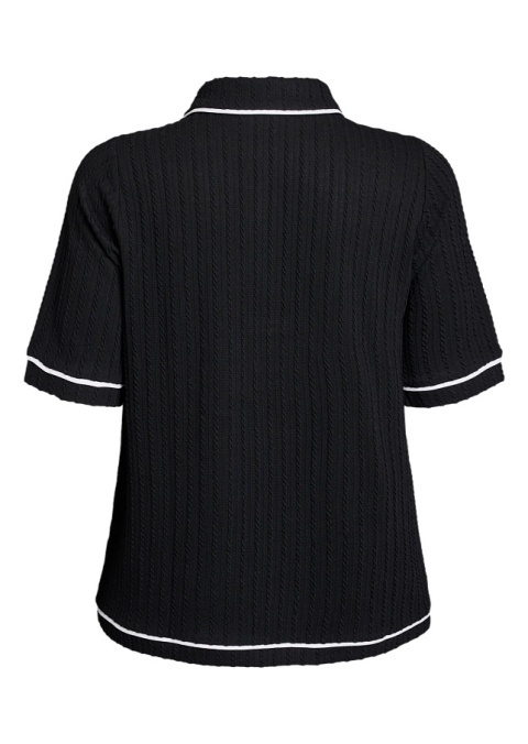 ZIZZI ELEGANCKA CZARNA BLUZKA POLO DETALE 703A