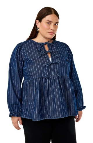 ZIZZI JEANSOWA GRANATOWA BLUZKA WIĄZANIE BAWEŁNA 587F