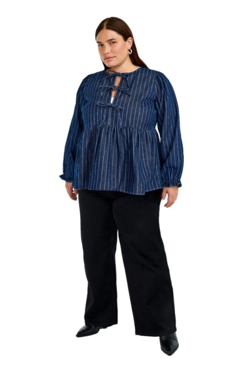 ZIZZI JEANSOWA GRANATOWA BLUZKA WIĄZANIE BAWEŁNA 587F