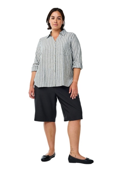 ZIZZI KLASYCZNA ZIELONA KOSZULA PASKI WISKOZA LEN 077H