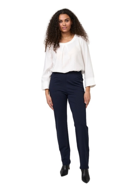 ELTON GRANATOWE ELEGANCKIE PROSTE SPODNIE DZIANINA E522