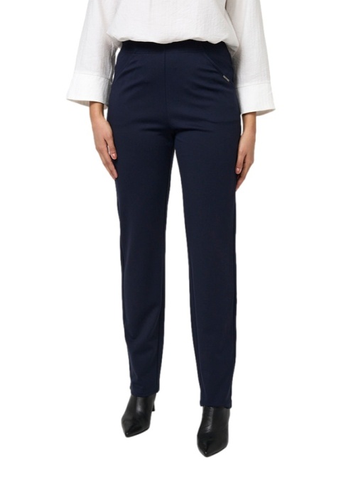 ELTON GRANATOWE ELEGANCKIE PROSTE SPODNIE DZIANINA E522