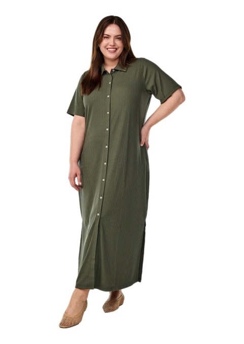 ZIZZI PRĄŻKOWANA ZIELONA SUKIENKA MAXI GUZIKI 682A