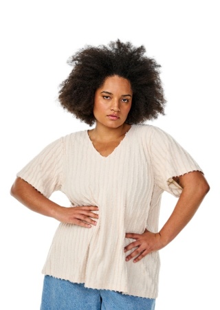 ZIZZI ŚLICZNA BEŻOWA BLUZKA PASKI WZÓR 143A