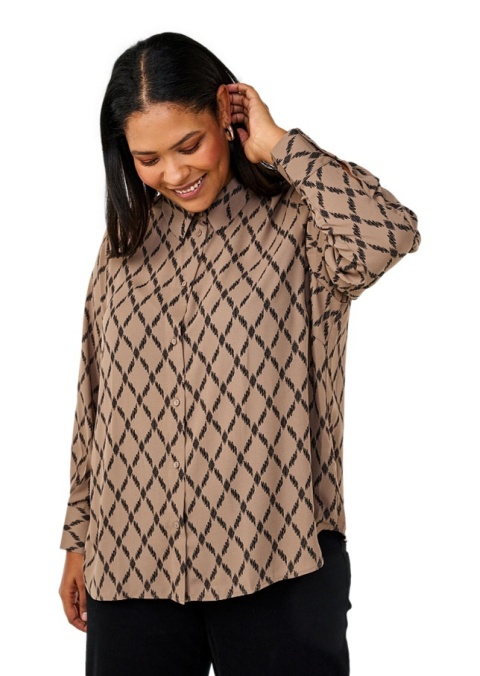 ZIZZI BLUZKA KOSZULA BRĄZOWA WZÓR 603A