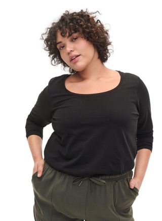 ZIZZI CZARNA BLUZKA BASIC DEKOLT 963C