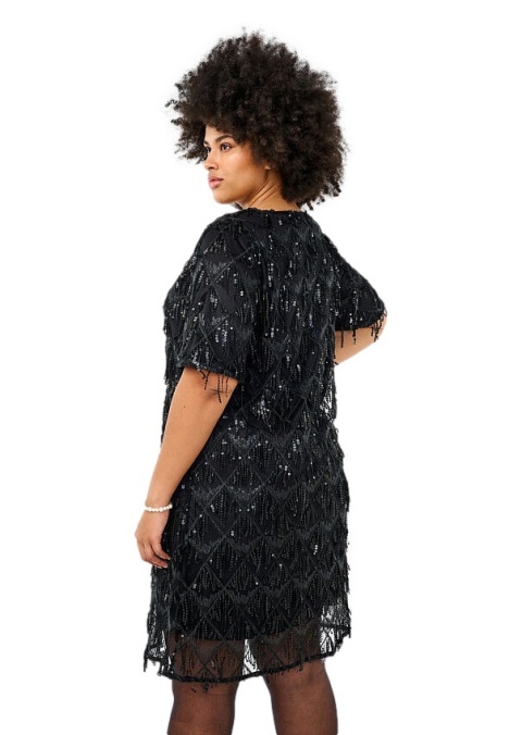 ZIZZI CZARNA IMPREZOWA SUKIENKA CEKINY 277A