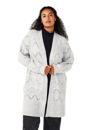 ZIZZI SZARY DŁUGI KARDIGAN AŻUROWY WZÓR 364A