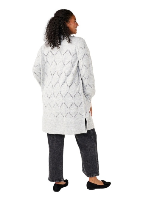 ZIZZI SZARY DŁUGI KARDIGAN AŻUROWY WZÓR 364A