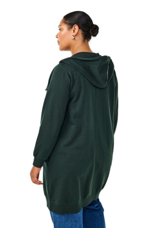 ZIZZI DŁUGA BLUZA Z KAPTUREM DRESOWA ZIELONA 158B