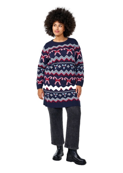 ZIZZI DZIANINOWA SUKIENKA TUNIKA ŚWIĄTECZNY WZÓR 358A