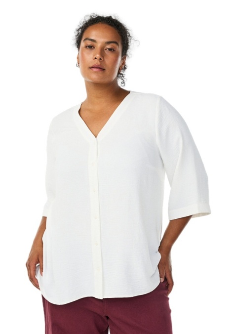 ZIZZI ELEGANCKA BIAŁA BLUZKA DEKOLT GUZIKI 054D