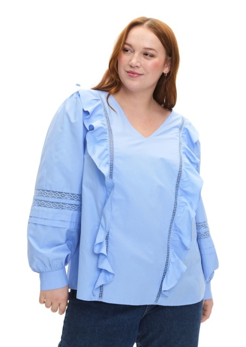 ZIZZI ELEGANCKA BLUZKA BŁĘKITNA DETALE 215A