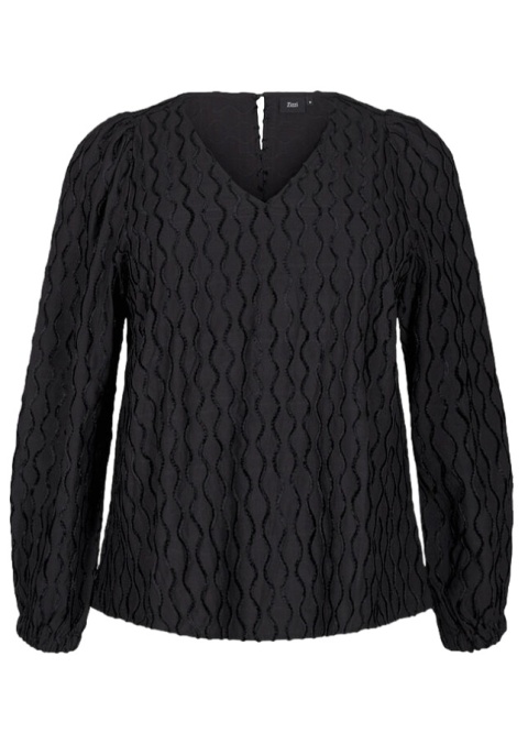 ZIZZI ELEGANCKA CZARNA BLUZKA WZÓR FALE 539A