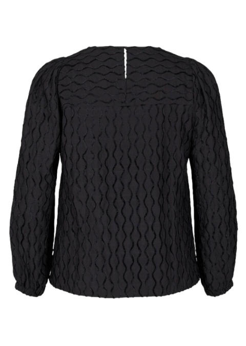 ZIZZI ELEGANCKA CZARNA BLUZKA WZÓR FALE 539A