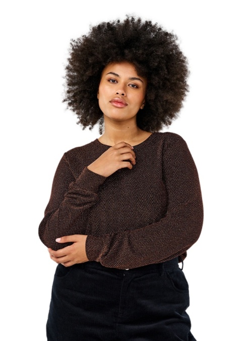 ZIZZI FANTASTYCZNA BROKATOWA BRĄZOWA BLUZKA 277A