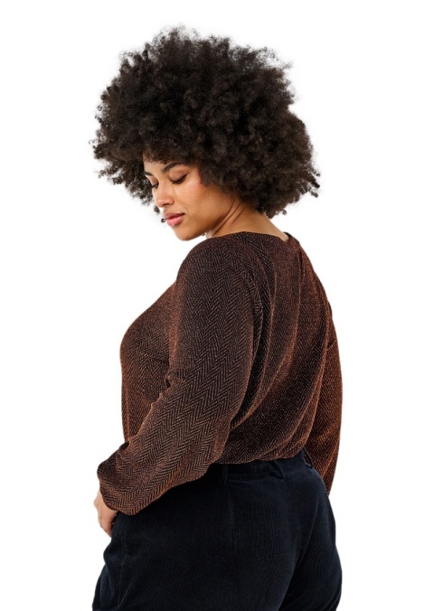 ZIZZI FANTASTYCZNA BROKATOWA BRĄZOWA BLUZKA 277A