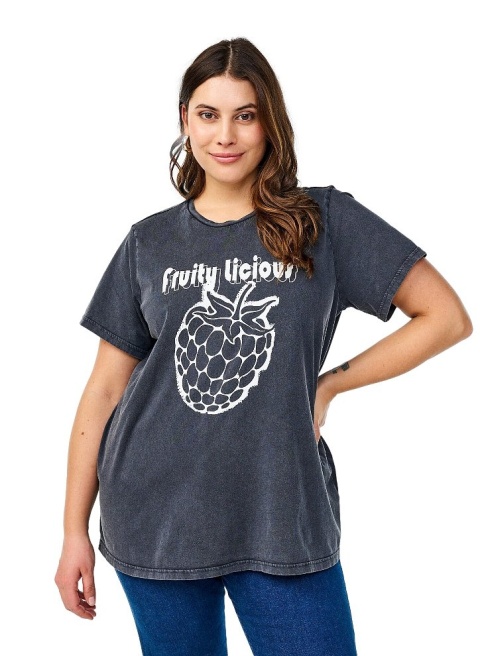 ZIZZI FANTASTYCZNY SZARY T-SHIRT NADRUK 224B