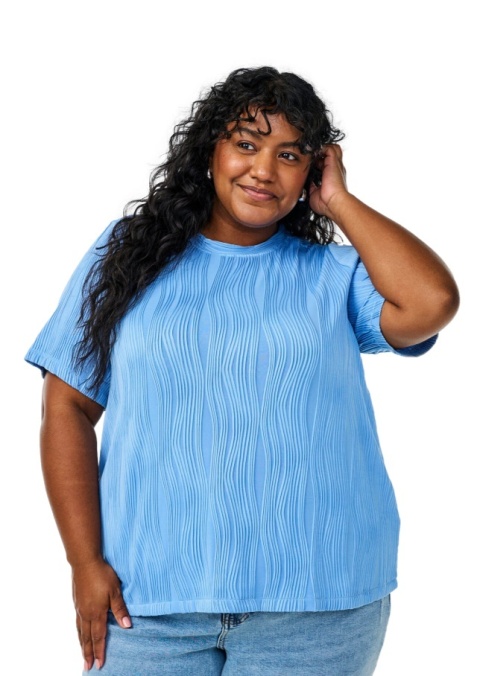 ZIZZI FANTASTYCZNA NIEBIESKA BLUZKA FALBANA 686A