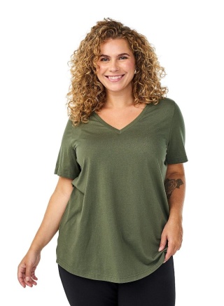 ZIZZI KLASYCZNY T-SHIRT KHAKI ZIELONY 148E