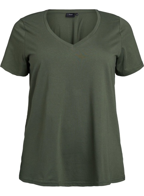 ZIZZI KLASYCZNY T-SHIRT KHAKI ZIELONY 148E
