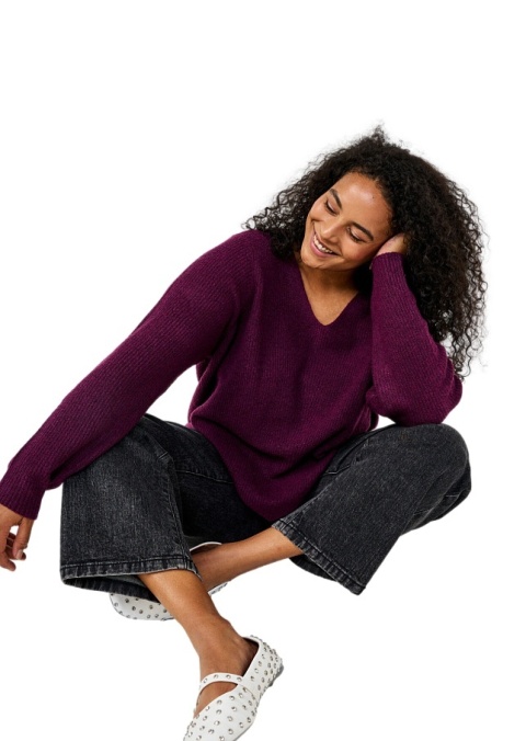 ZIZZI PIĘKNY FIOLETOWY SWETER BLUZKA DZIANINA 421A