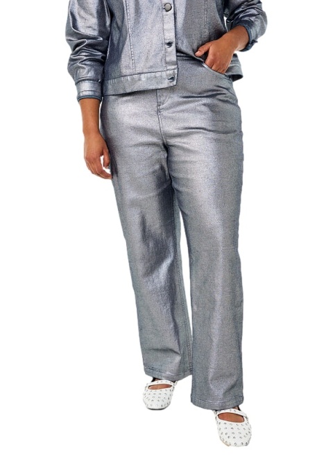 ZIZZI IMPREZOWE SREBNE PROSTE JEANSY 078A