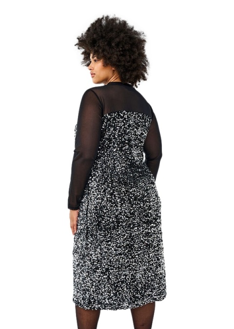 ZIZZI SREBNA SUKIENKA CEKINY SIATKA 281A