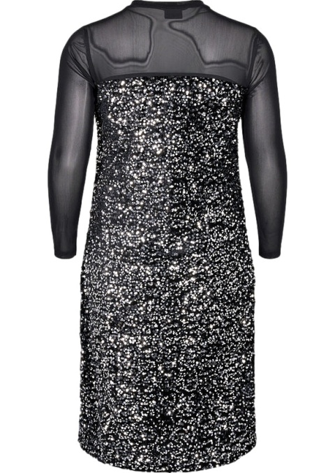 ZIZZI SREBNA SUKIENKA CEKINY SIATKA 281A