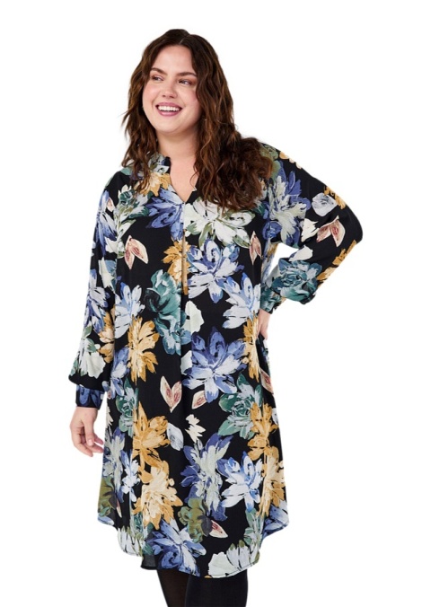 ZIZZI UROCZA CZARNA SUKIENKA KWIATY 050D