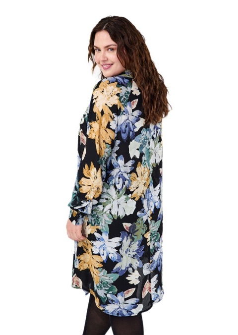 ZIZZI UROCZA CZARNA SUKIENKA KWIATY 050D