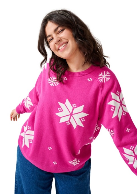 ZIZZI UROCZY RÓŻOWY SWETER ŚWIĄTECZNY WZÓR 362B