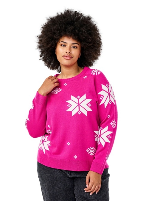 ZIZZI UROCZY RÓŻOWY SWETER ŚWIĄTECZNY WZÓR 362B