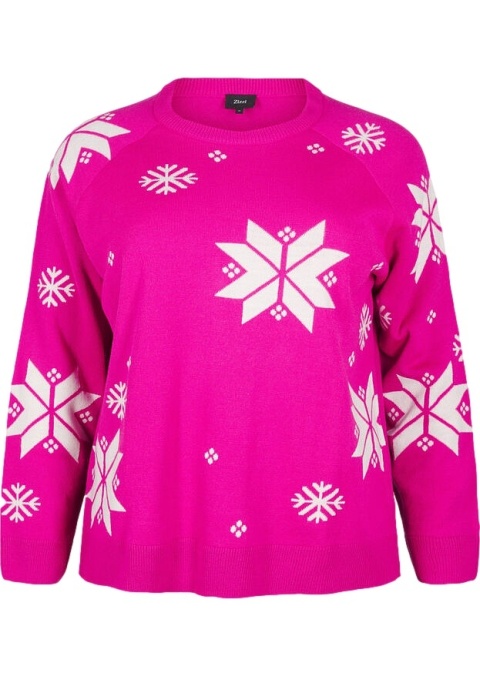 ZIZZI UROCZY RÓŻOWY SWETER ŚWIĄTECZNY WZÓR 362B