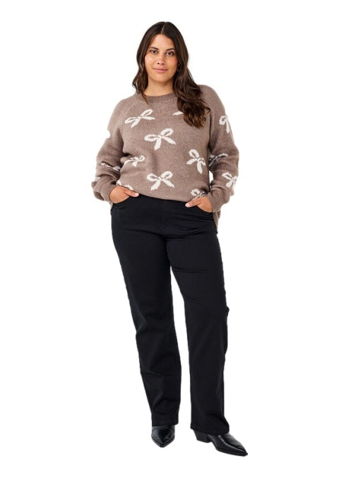 ZIZZI UROCZY BRĄZOWY SWETER KOKARDY 295B