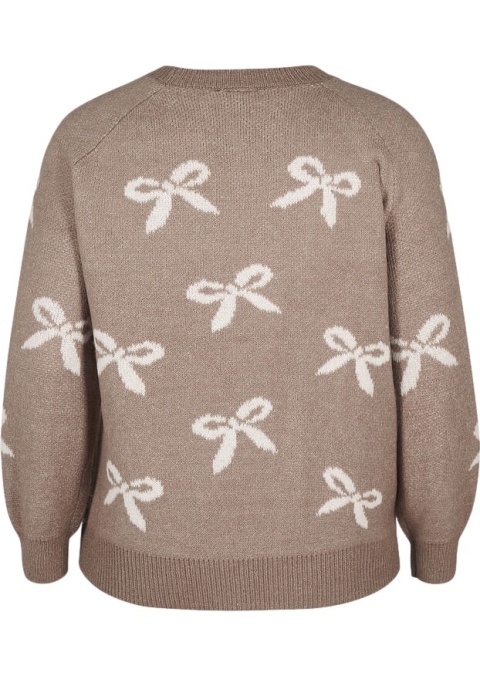 ZIZZI UROCZY BRĄZOWY SWETER KOKARDY 295B