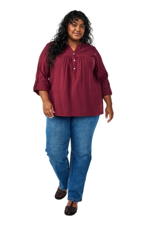 ZIZZI BORDOWA KOSZULA HAFT ANGIELSKI BAWEŁNA 444B